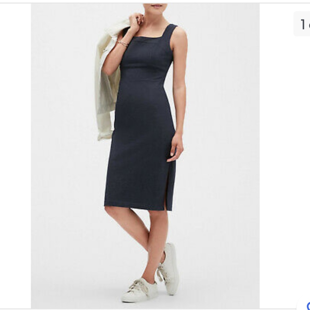 Banana Republic Square Neck Midi Sheath Dress Size S